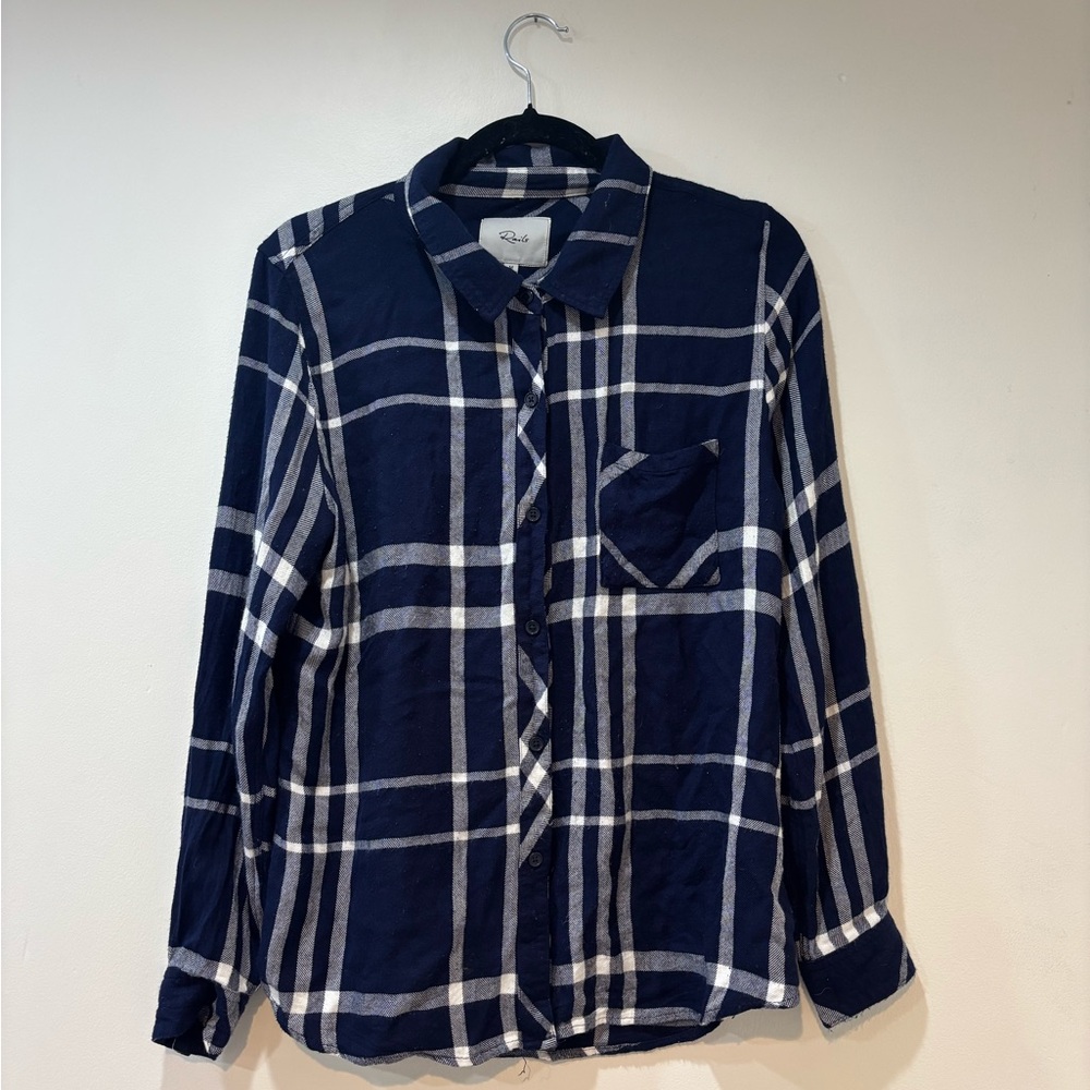 Rails Navy and White Checkered Shirt